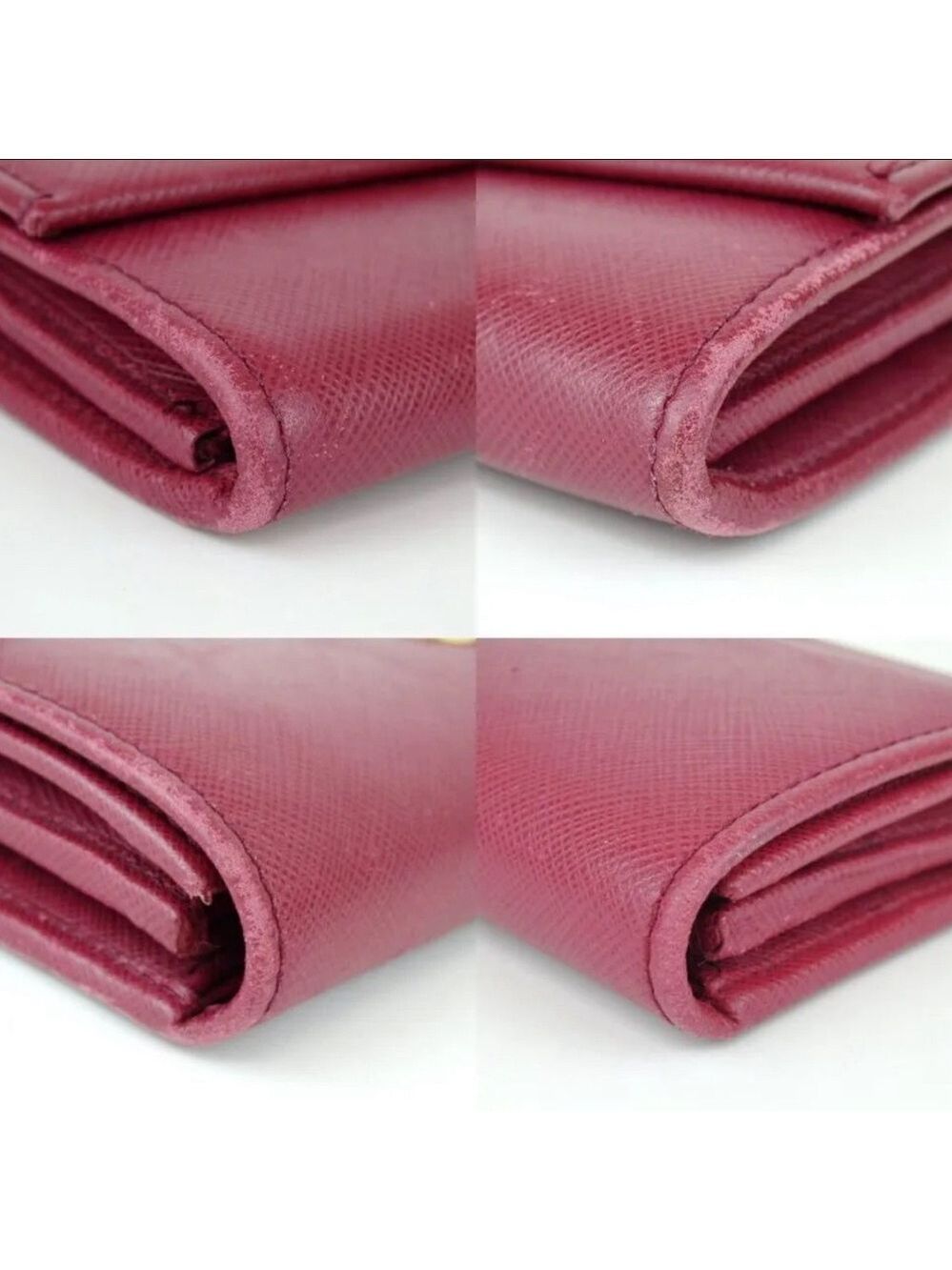 Authentic Salvatore Ferragamo Giancini Dark Pink/Red Leather Wallet Clutch - Picture 5 of 10